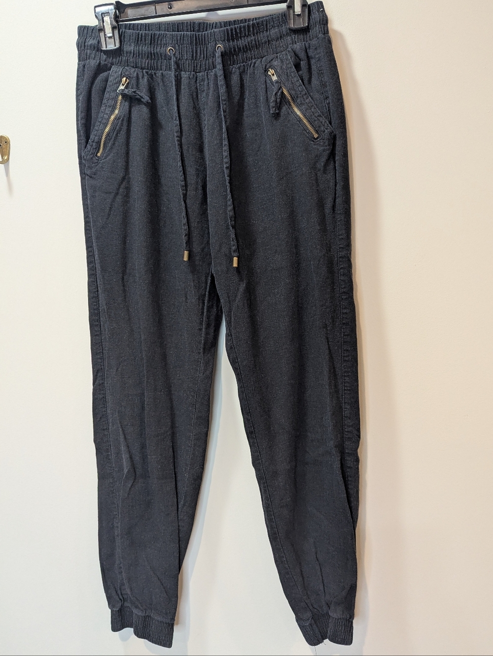 ReVamped Faded Black Linen Blend Pull On Jogger Pants Size S